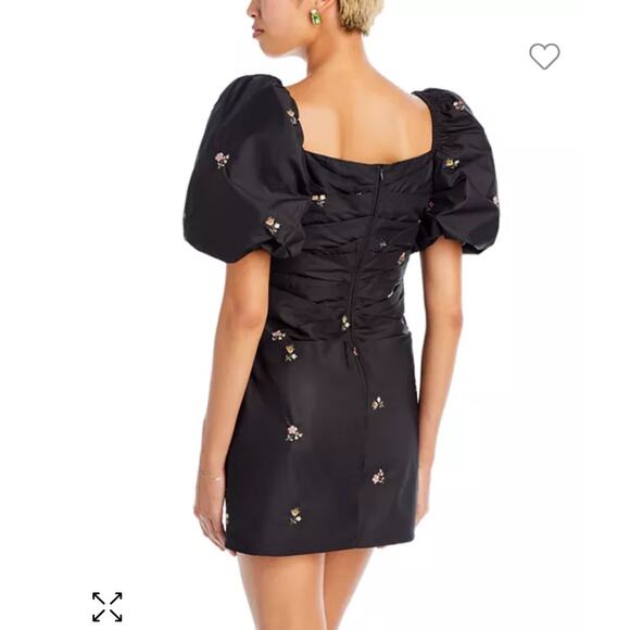 Sea NY Rubina Embroidered Mini Dress Puff Sleeve Floral Ruched - Picture 13 of 16